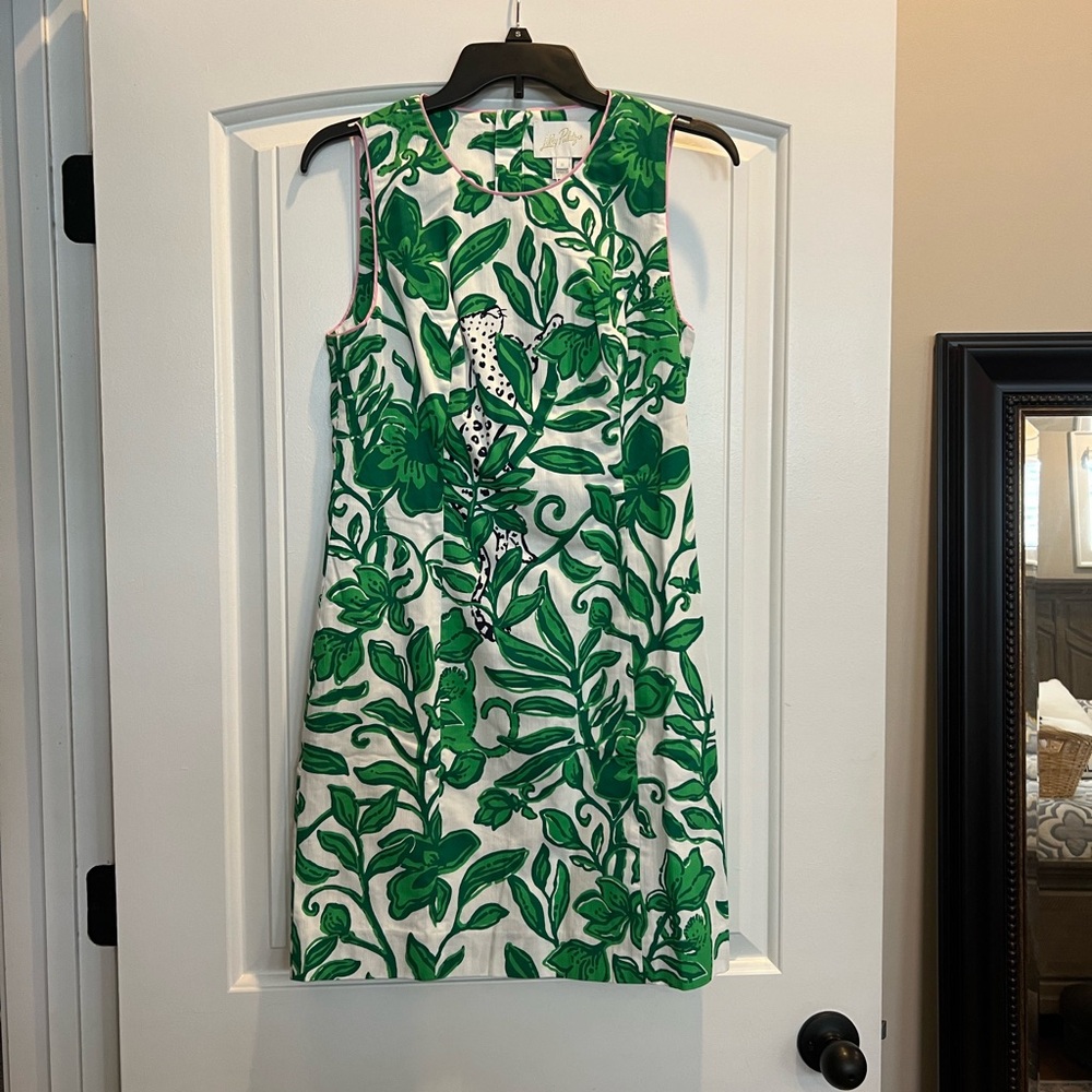 Lilly Pulitzer Mila Stretch Shift Dress in Fiddle Leaf Green Escape Plan